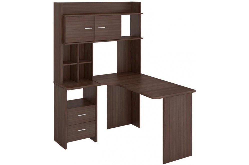 Письменный стол Гарина СКЛ-Угл130+НКЛХ-120 Ш-Ч левый с надстройкой шамони