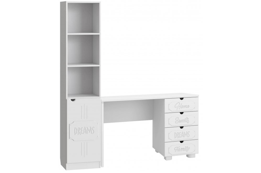 Письменный стол ДримСтар ДС-010 белое дерево комплектация 2