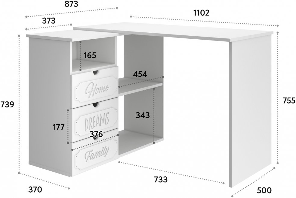 Письменный стол Дримстар ДС-5 белое дерево