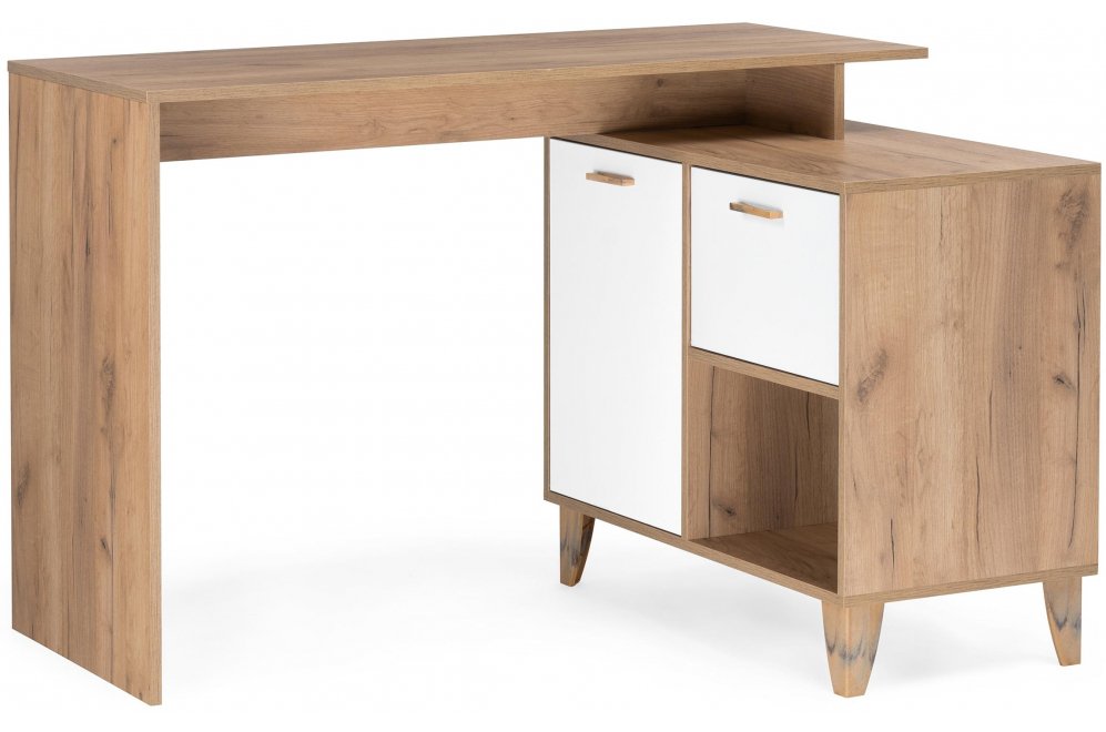 Письменный стол Эго Ст-2 на ножках дуб крафт золотой / белый глянец