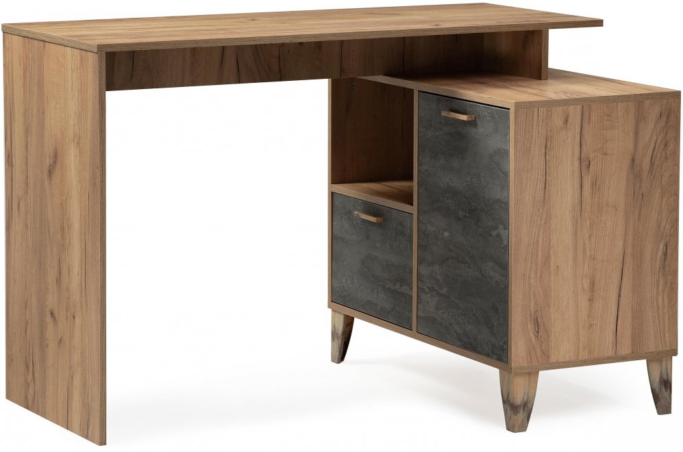 Письменный стол Эго Ст-2 на ножках дуб крафт золотой / камень темный