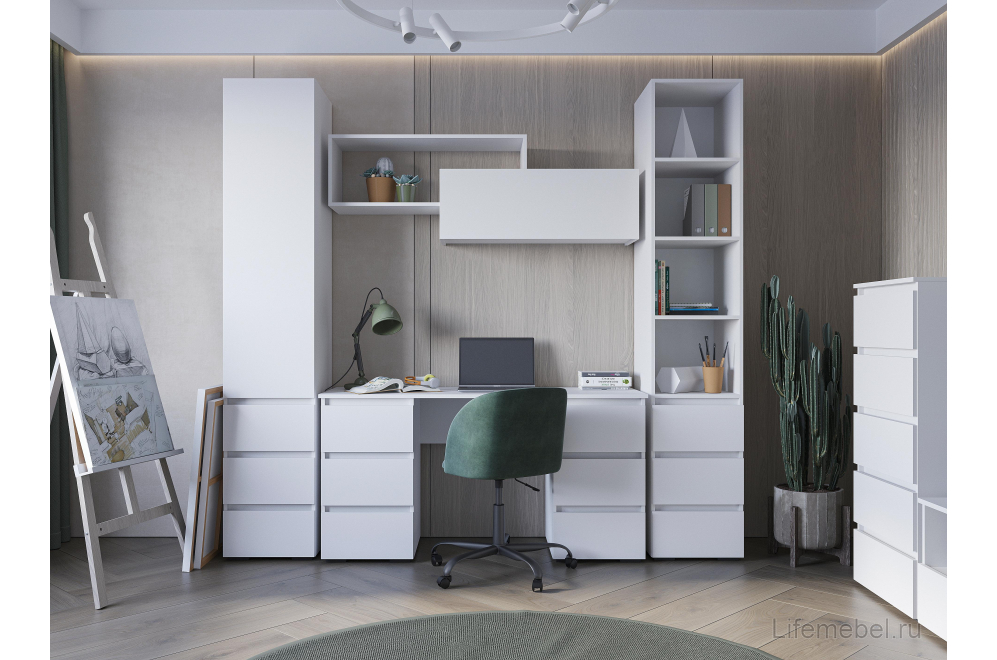 Письменный стол Элла ПС 02 белый / белый