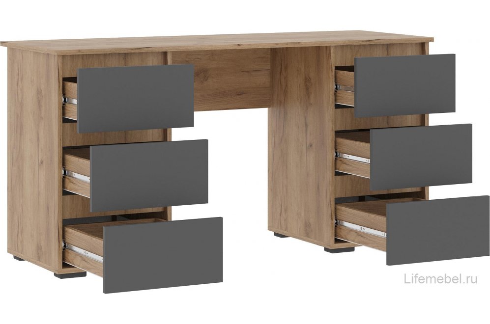 Письменный стол Элла ПС 02 серый графит 0162 / дуб крафт золото