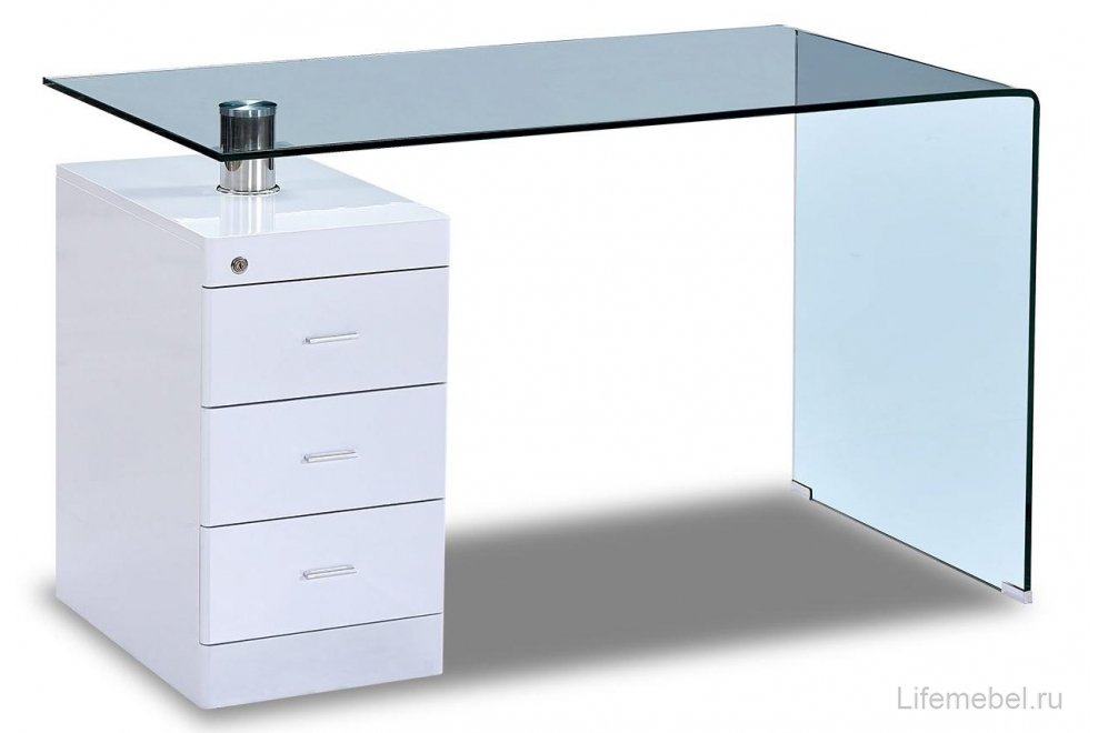 Письменный стол F-306-650 прозрачный / белый