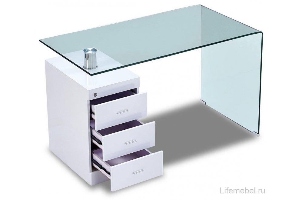 Письменный стол F-306-650 прозрачный / белый