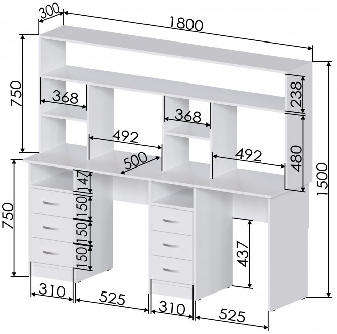 Письменный стол Хит-57 белый