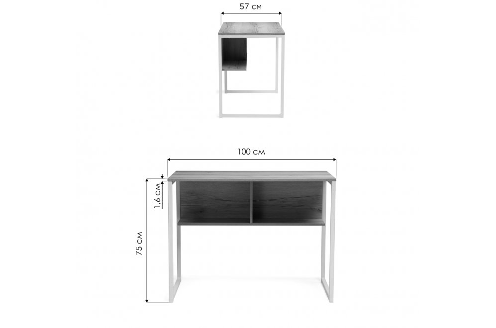 Письменный стол Клер Лофт дуб делано светлый / белый матовый