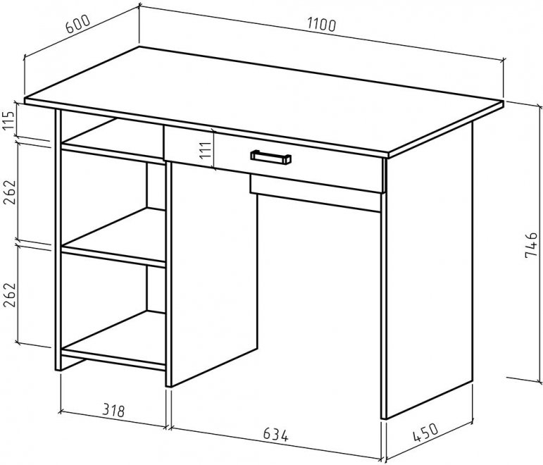 Письменный стол Лайт-2Я белый
