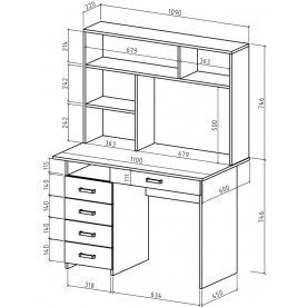 Письменный стол Лайт-4Я с надстройкой