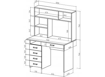 Письменный стол Лайт-4Я с надстройкой