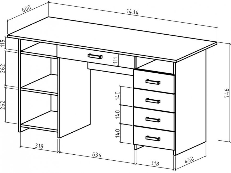 Письменный стол Лайт-7Я белый