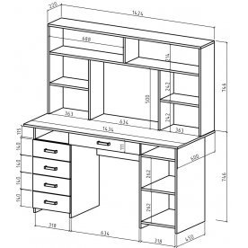Письменный стол Лайт-8Я с надстройкой