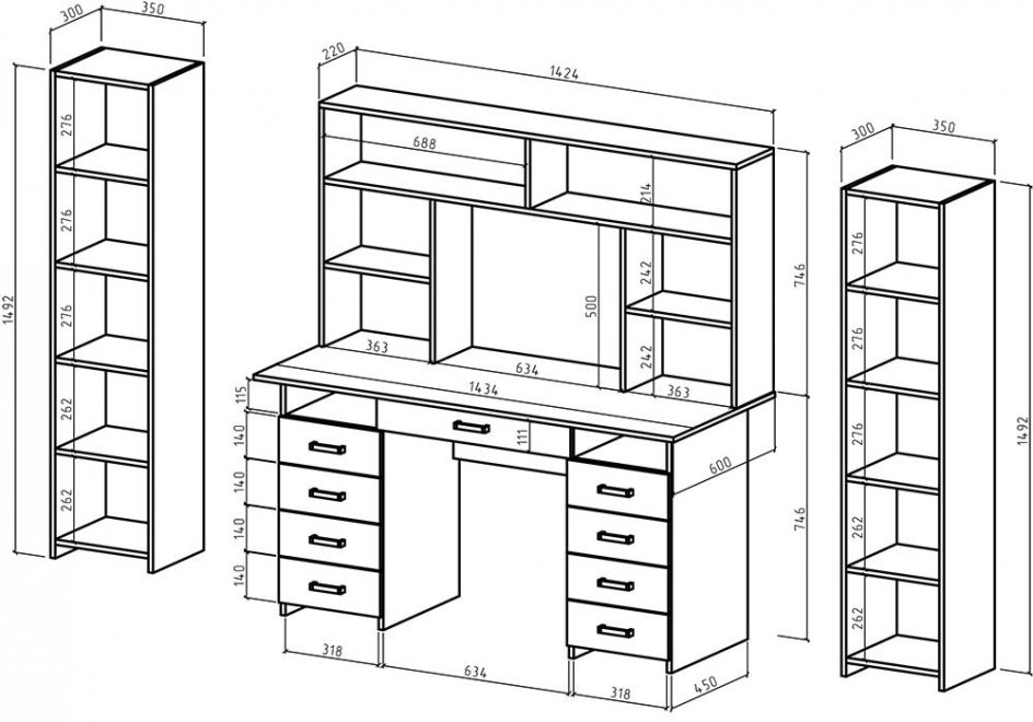 Письменный стол Лайт-9Я с надстройкой дуб сонома / белый