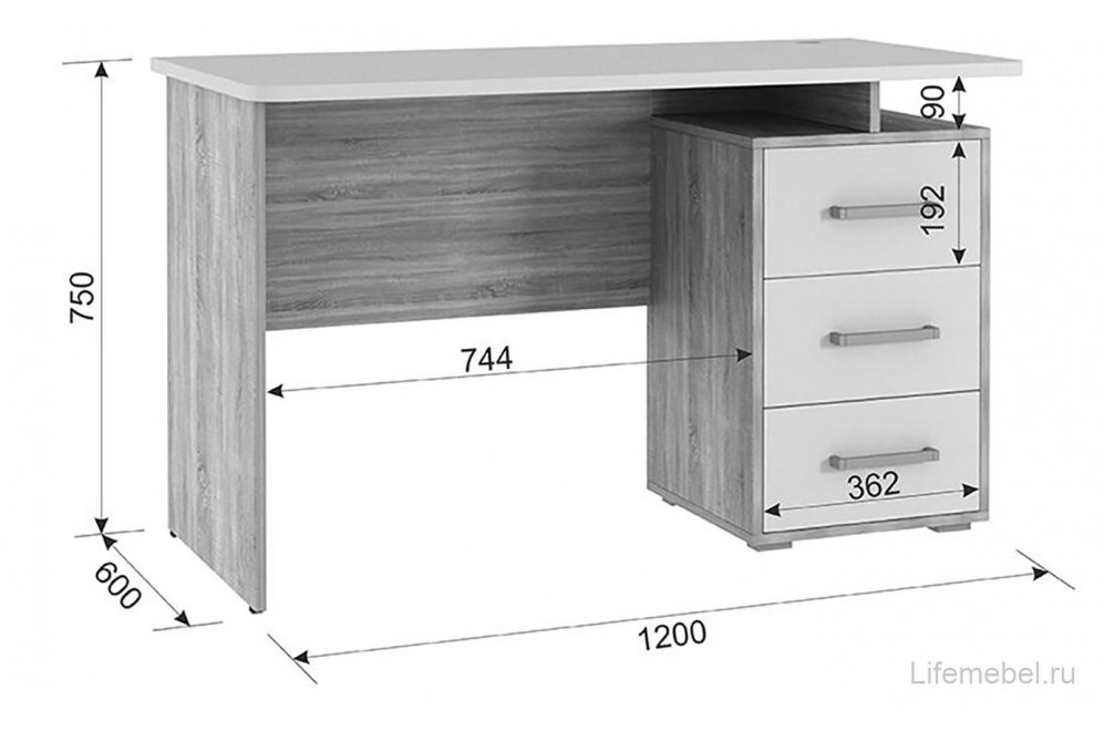 Письменный стол Лайт К3 дуб сонома / белый