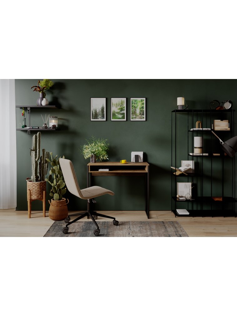 Письменный стол Лео Лофт черный матовый / дуб делано темный