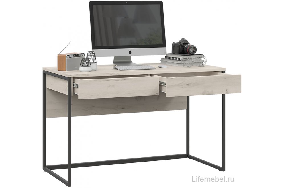 Письменный стол Лофт тип 2 черный / дуб крафт белый