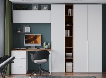 Белый компьютерный стол Порто СМ-393.15.011 белый жемчуг / яблоня беллуно / белый софт