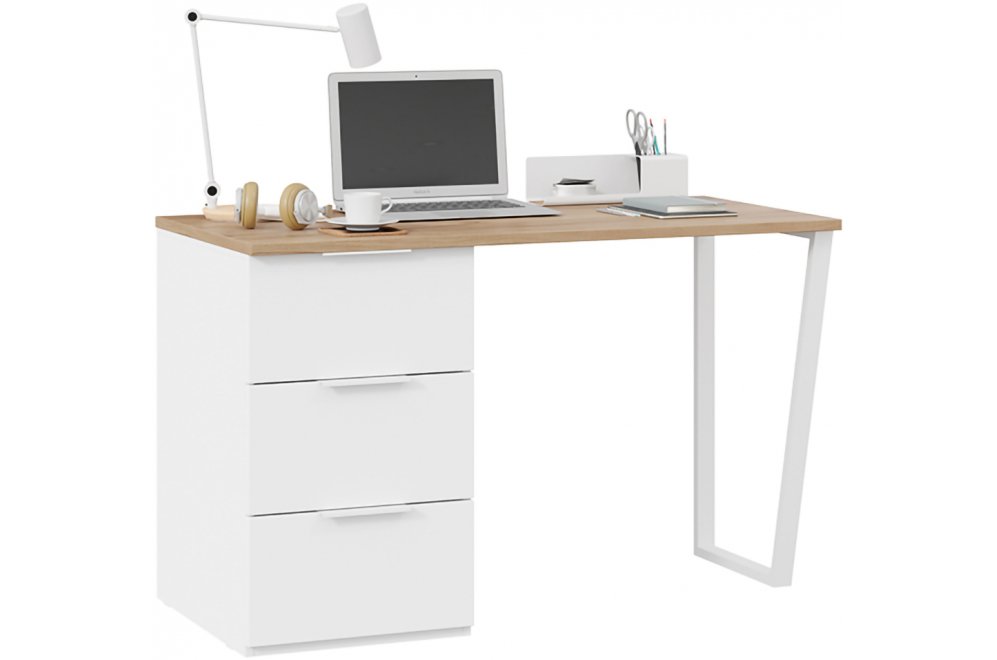 Письменный стол Порто СМ-393.15.011 белый жемчуг / яблоня беллуно / белый софт