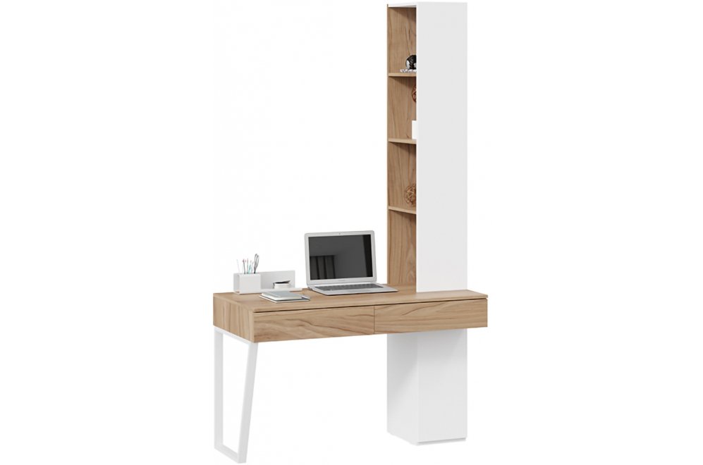 Письменный стол Порто СМ-393.15.012 белый жемчуг / яблоня беллуно / белый софт