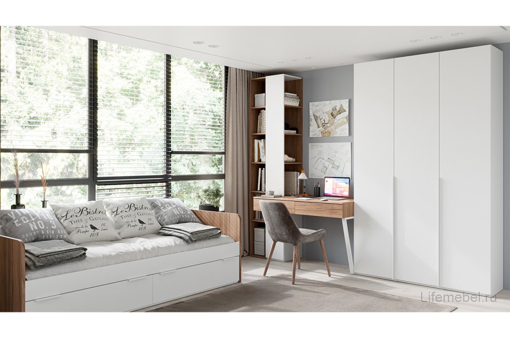 Письменный стол Порто СМ-393.15.012 белый жемчуг / яблоня беллуно / белый софт