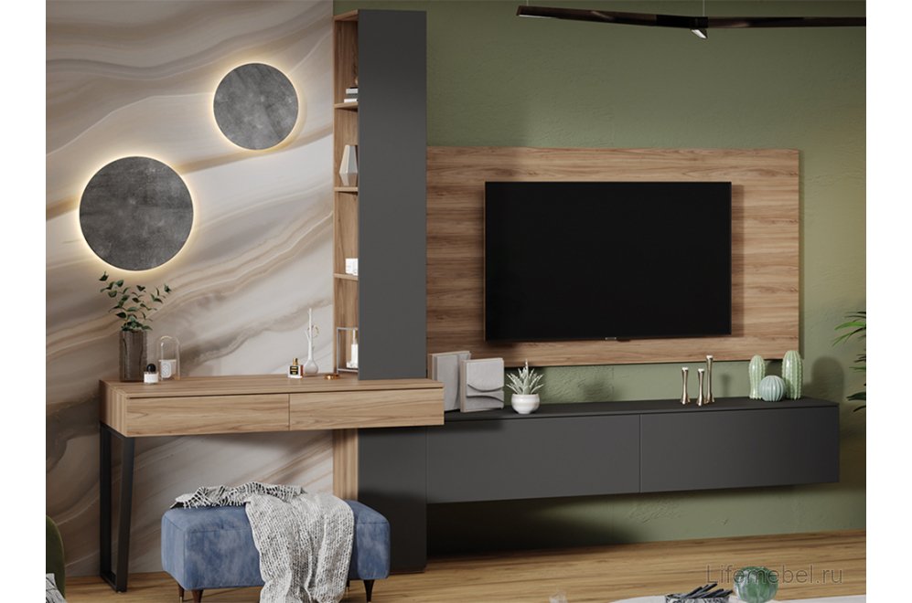 Письменный стол Порто СМ-393.15.012 яблоня беллуно / графит софт