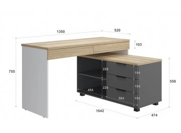 Компьютерный стол Скайлайт СЛ-22К блэквуд ячменный / графит / белый / меренга