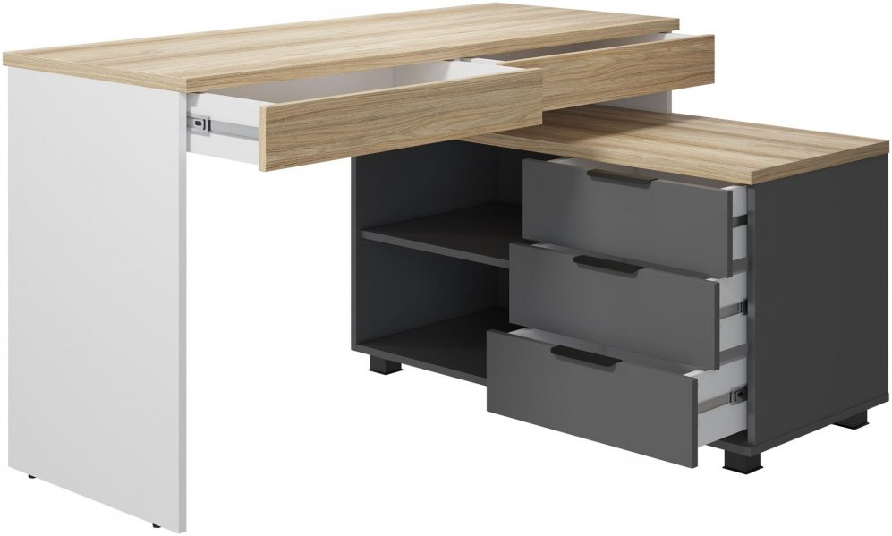 Письменный стол Скайлайт СЛ-22К блэквуд ячменный / графит / белый / меренга