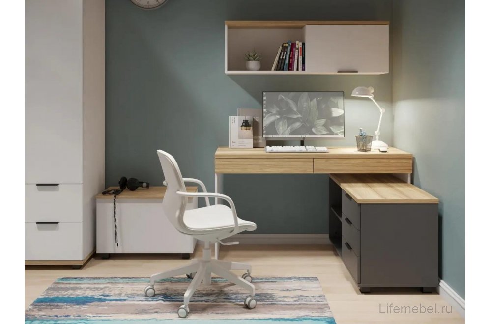 Письменный стол Скайлайт СЛ-22К блэквуд ячменный / графит / белый / меренга