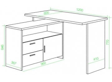 Письменный стол Беланта-ПРЯМ120+ТБЛ