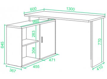 Письменный стол Беланта-ПРЯМ130+ТБЛ-2