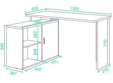 Письменный стол Беланта-ПРЯМ130+ТБЛ-2