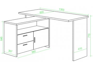 Письменный стол СКЛ-ПРЯМ130+ТБЛ