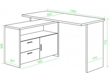 Письменный стол СКЛ-ПРЯМ130+ТБЛ