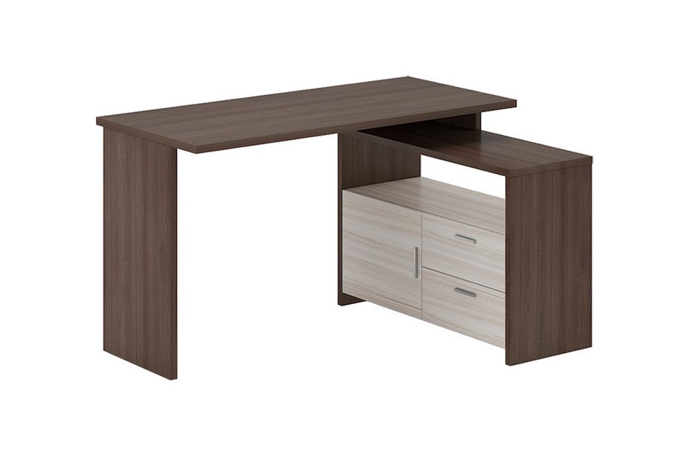 Письменный стол Беланта-ПРЯМ130+ТБЛ ШК шамони-ч / карамель