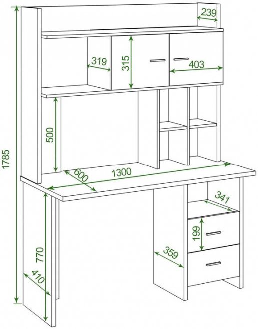 Письменный стол Беланта-Прям130Р+НКЛХ-130 НБЕ нельсон / белый