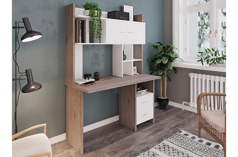 Письменный стол Беланта-Прям130Р+НКЛХ-130 НБЕ нельсон / белый