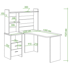 Письменный стол СКЛ-Угл130+НКЛ-120
