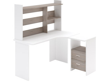 Письменный стол СКЛ-Угл130+НКЛ-120 КБЕ белый / нельсон