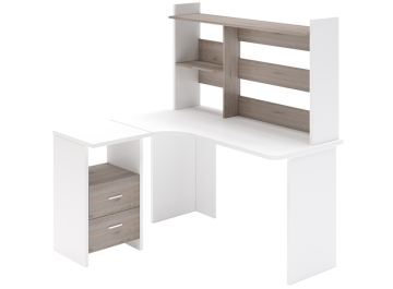 Письменный стол СКЛ-Угл130+НКЛ-120 белый / нельсон