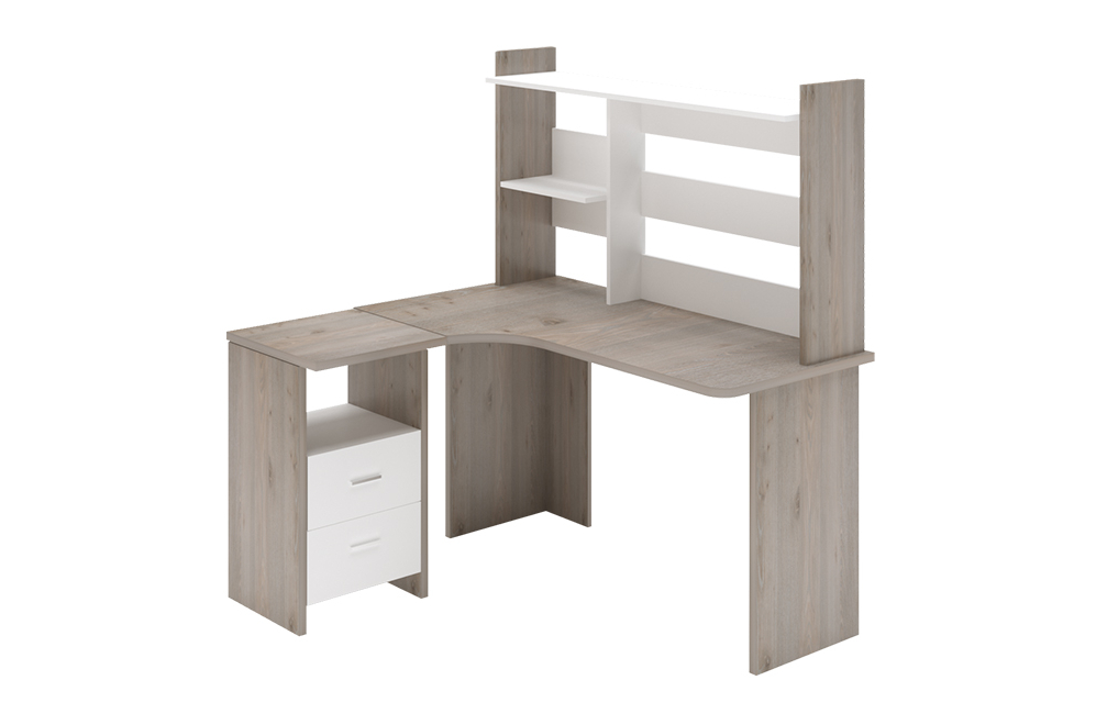 Письменный стол Беланта-Угл130+НКЛ-130 НБЕ правый нельсон / белый