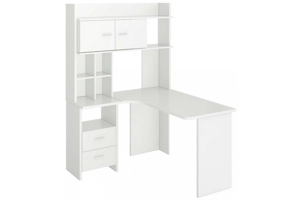 Письменный стол Беланта-Угл130+НКЛХ-120 БЕ левый белый жемчуг