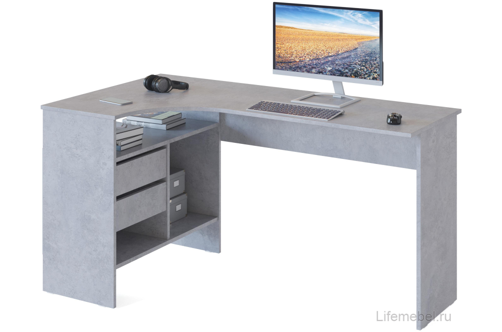 Письменный стол СПм-25 левый бетон