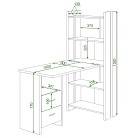 Письменный стол Лоревро-ОВ+Столешница100Прям КШ