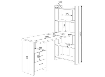 Письменный стол СТЛ-ОВ+Столешница120РПрям КШ