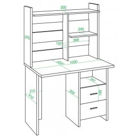 Письменный стол СКЛ-Прям100Р+НКЛ-100 КШ