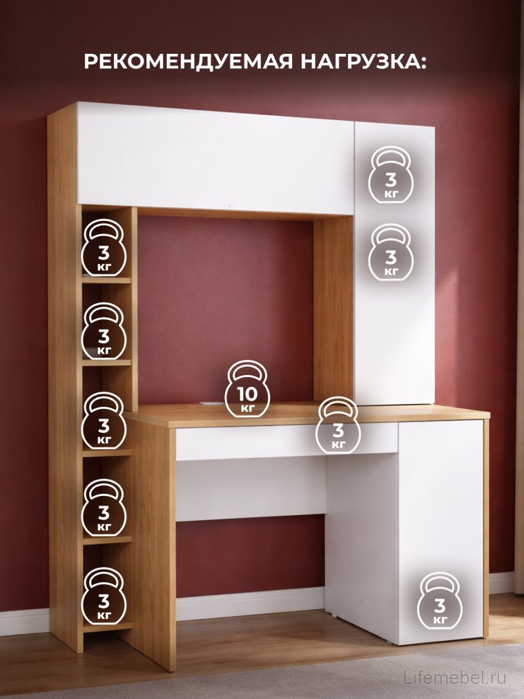 Письменный стол Комфорт 12.71 дуб золотой craft / белая аляска