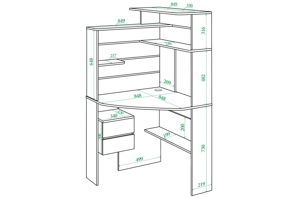 Письменный стол СК-4 БЕН белый / нельсон