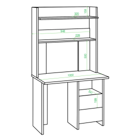 Письменный стол СКЛ-Прям100+НКЛХ -100 КВ