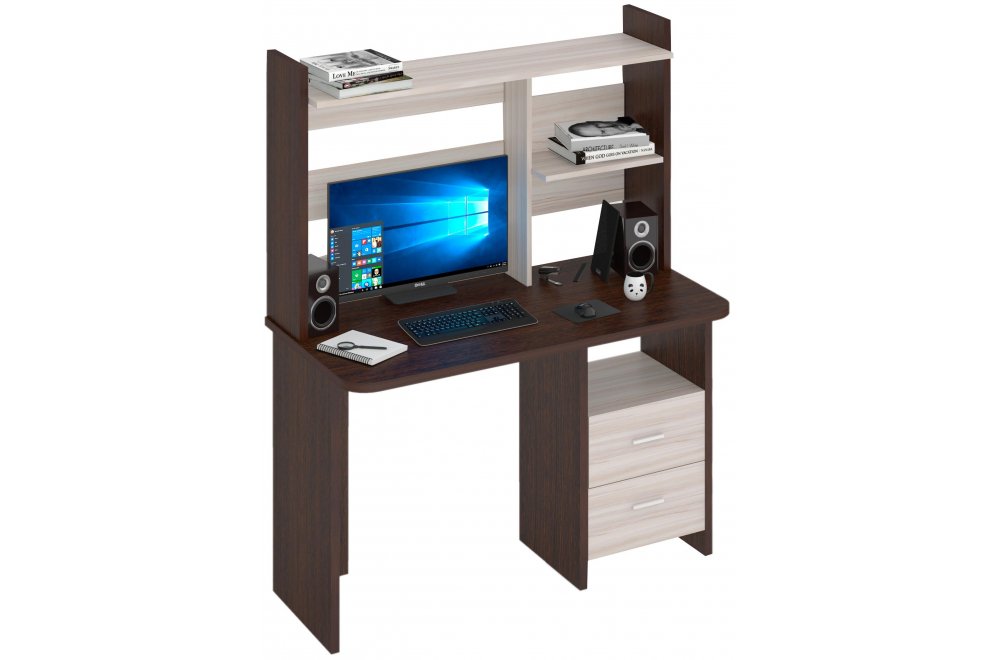 Письменный стол Беланта-Прям120Р+НКЛ-120 ВК венге / карамель