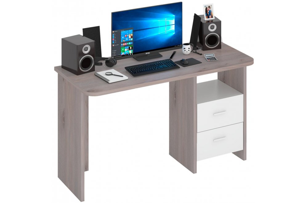 Письменный стол Беланта-Прям130Р НБЕ нельсон / белый